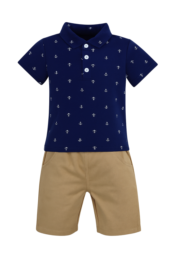 Toddler Boys Anchor Printed Clothing Set - Image 6