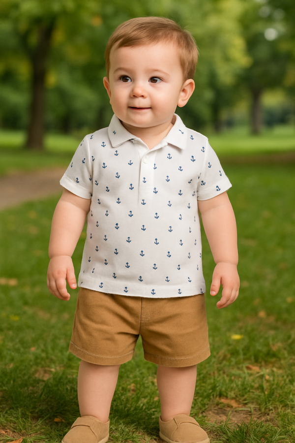 Toddler Boys Anchor Printed Clothing Set - Image 2