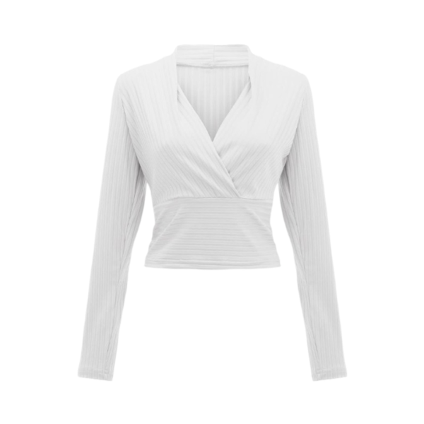 Classic Wrap V- Neck Blouse - Image 10