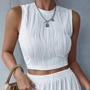 Ribbed High-Neck Crop Top