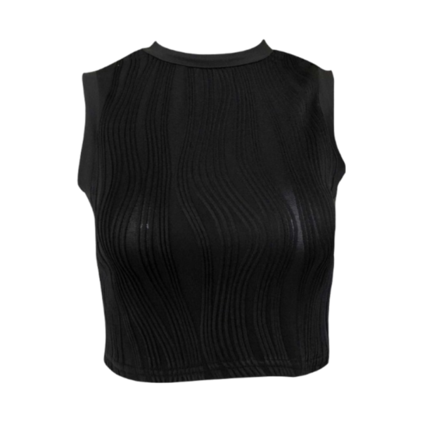 Ribbed High-Neck Crop Top - Image 2