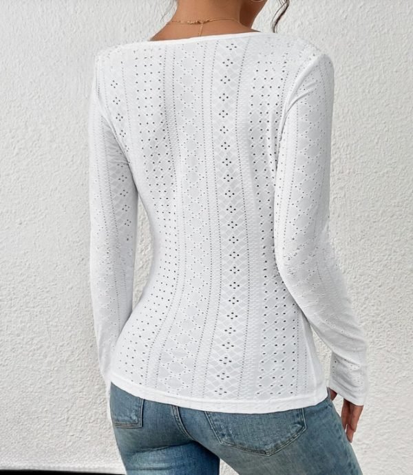 Lace-Trim Sweetheart Embroidered Top - Image 4