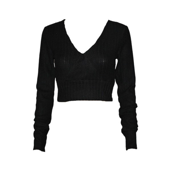 Chic Ribbed V-Neck Crop Top - Image 3
