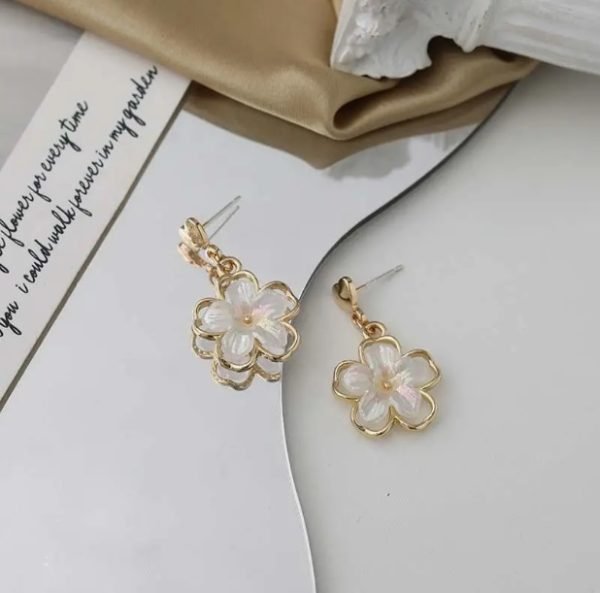 Floral Gold Drop Earrings - Image 5