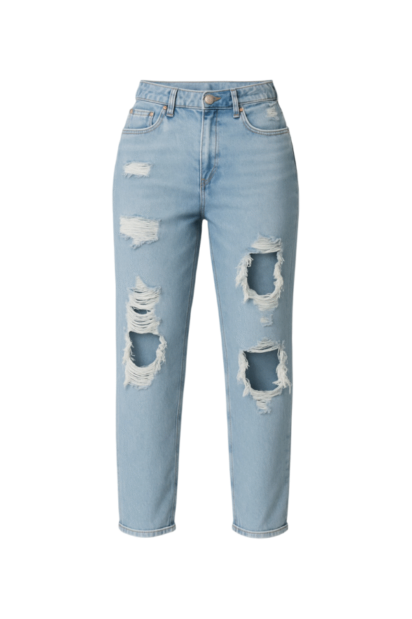 Ripped High- Waisted Straight- Leg Jeans