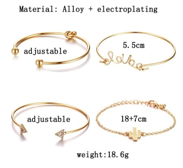 Gold Stackable Charm Bracelet Set - Image 9