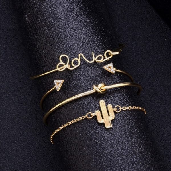Gold Stackable Charm Bracelet Set - Image 8