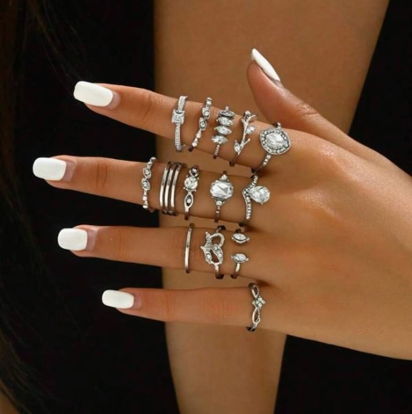 Elegant Silver Ring Stack Set - Image 2
