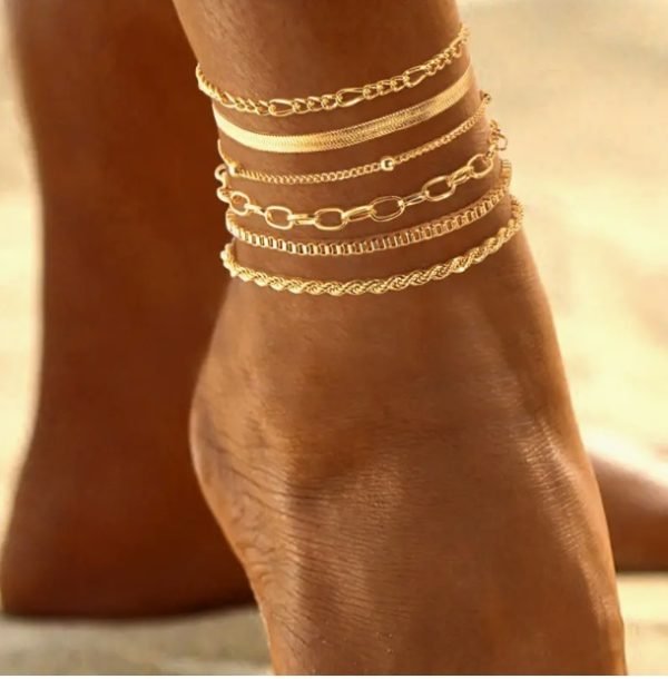 6 Pcs Layered Bracelet/ Anklet Set - Image 2
