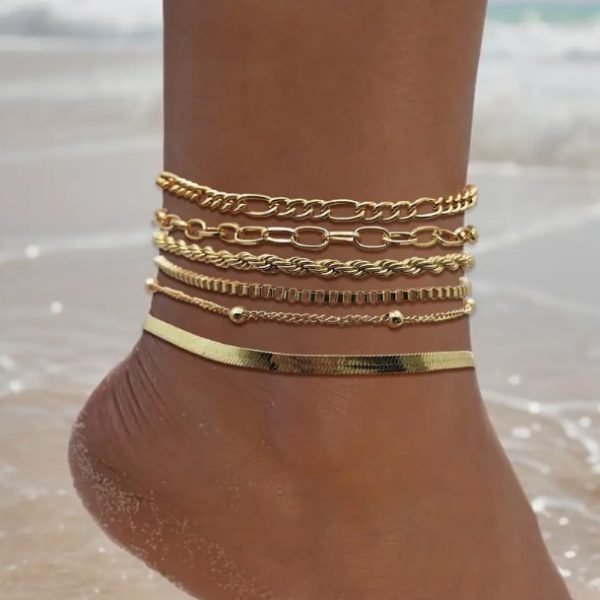 6 Pcs Layered Bracelet/ Anklet Set - Image 6