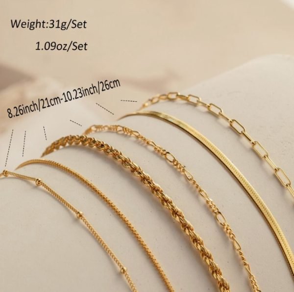 6 Pcs Layered Bracelet/ Anklet Set - Image 5