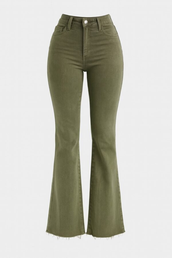 High- Waisted Tailored Olive Flared Pants