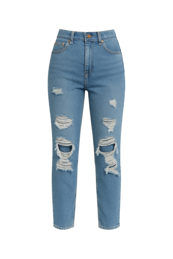 Ripped High- Waisted Straight- Leg Jeans - Image 5