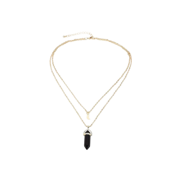 Layered Moon and Crystal Pendant Necklace - Image 4