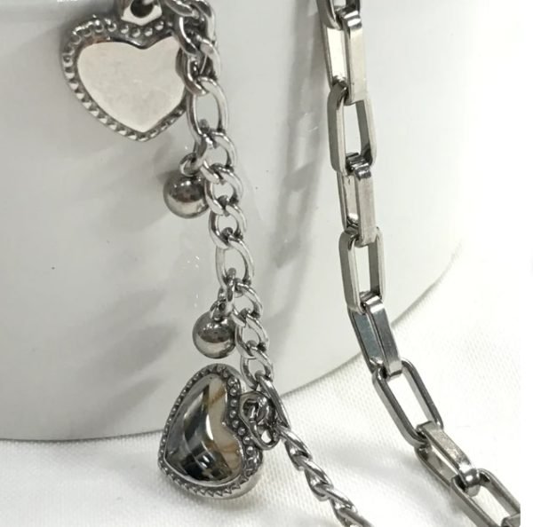 Silver Heart Layered Charm Bracelet - Image 3
