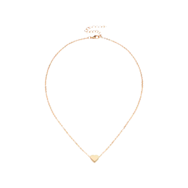 Delicate gold necklace with a small heart pendant.