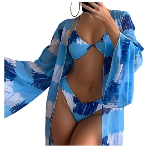 Abstract Elegant Three- Piece Swimwear Set - Image 2