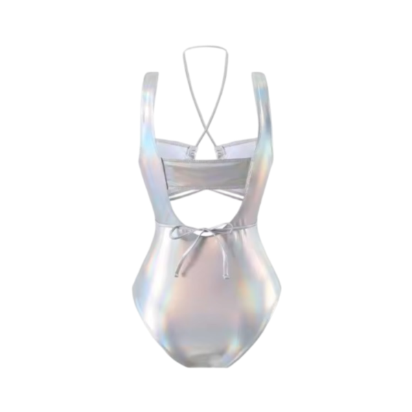 Iridescent Crisscross Metallic One- Piece Swimwear - Image 5