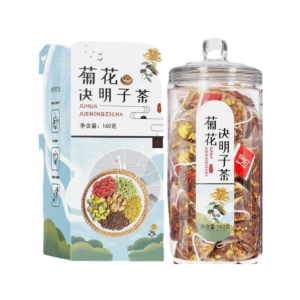 Chrysanthemum Cassia Seed Tea with burdock root, goji berries, and honeysuckle.