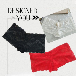 Lace lingerie with a delicate floral pattern and scalloped edges