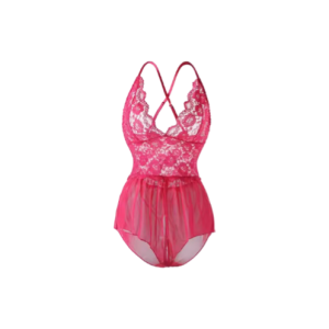 Women's Lace and Satin Teddy Bodysuit- Featuring a sultrry deep V- neckline with delicate lace detailing and a sating high-cut bottom. Adjustable straps ensure a perfect fit, while the sheer floral lace adds an alluring touch. Ideal for special occasions, lingerie collections, or romantic nights.