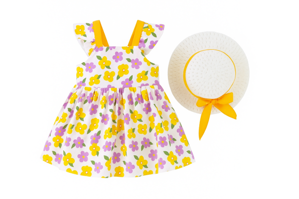 Toddler Girl Dress with Hat - Image 7