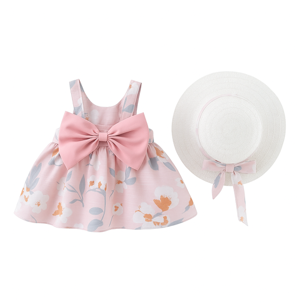 Toddler/Baby Girl Floral Dress with Matching Sun Hat - Image 4