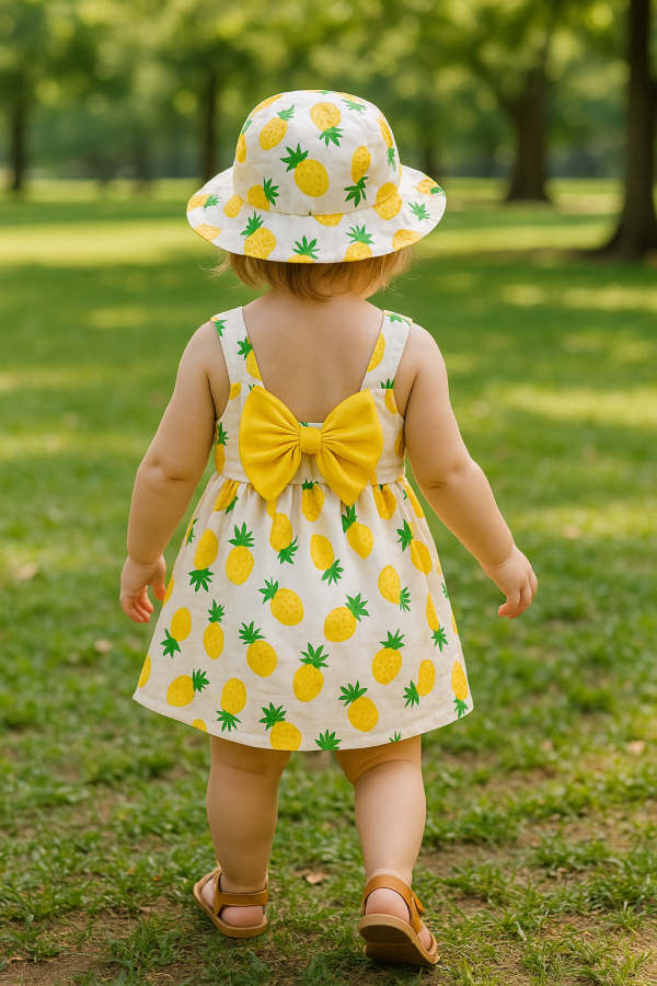Baby/Toddler Girl Summer Dress and Hat Set - Image 8