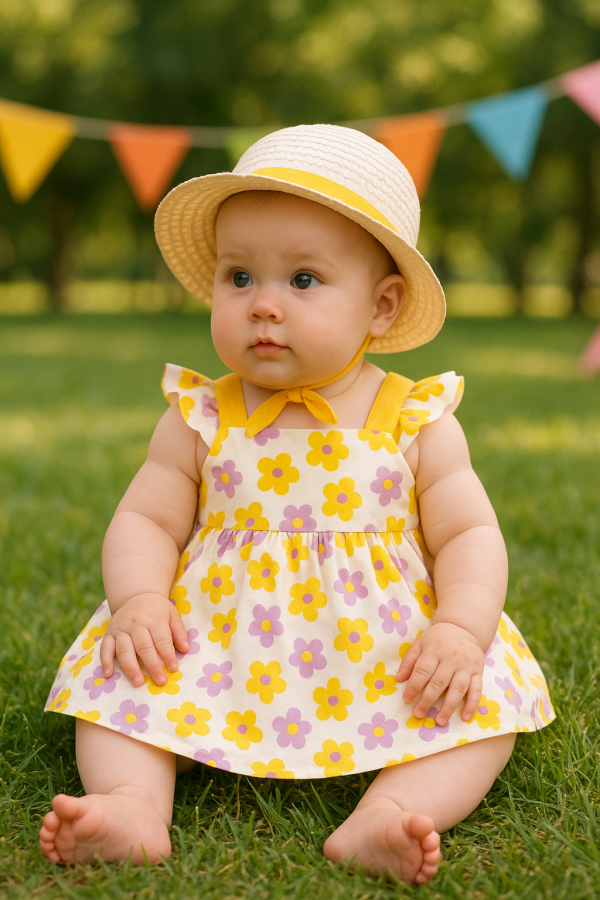 Toddler Girl Dress with Hat - Image 9
